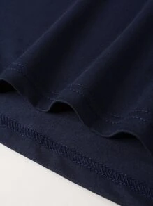 Manfinity Hombres con estampado de letra Camiseta & de cintura con cordón Shorts - Azul Marino - Ver 7