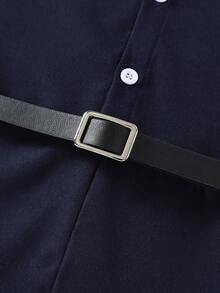 小男童馬和人像圖案條紋飾邊襯衫連體短褲