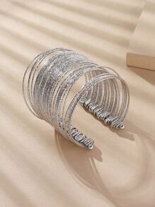 Vòng đeo tay rộng nhiều lớp - Bạc - Xem 2