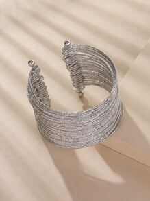 Vòng đeo tay rộng nhiều lớp - Bạc - Xem 5