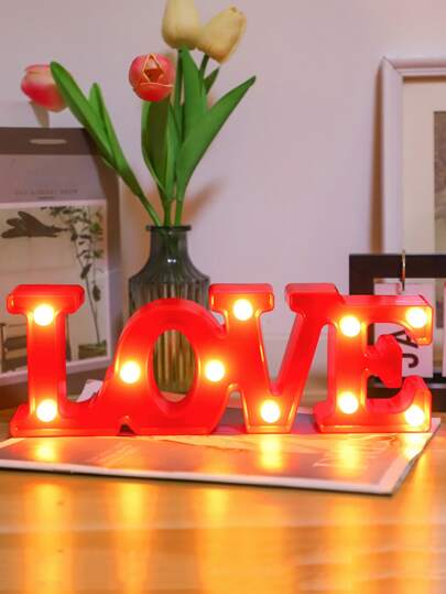 1pc LOVE Letter Shaped Home Decor Night Light, Indoor Bedroom Decor Heart-Shaped Night Lamp, Bedside Decor, Room Wall Decor Light, Suitable For Valentine's Day, Mother's Day Decor, Wedding Party Decor, Gift For Loved Ones