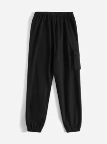 SHEIN Boys Letter Patched Detail Flap Pocket Cargo Pants