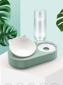 4入組卡通耳朵設計寵物餵食器帶飲水瓶套裝