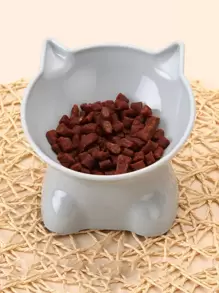 1入組貓耳設計寵物碗 - 淺灰色 - 查看 1