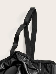 3件PU皮革內衣套裝附裙子 - 黑色 - 查看 4