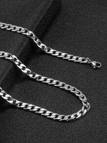 Fashionable and Popular Men Minimalist Chain Necklace Stainless Steel for Jewelry Gift and for a Stylish Look - Silver - View 4