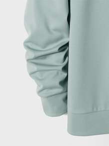 GENTILAND Men Letter Graphic Sweatshirt & Shorts - Mint Green - View 4