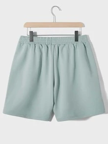 GENTILAND Men Letter Graphic Sweatshirt & Shorts - Mint Green - View 7