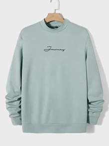 GENTILAND Men Letter Graphic Sweatshirt & Shorts - Mint Green - View 8