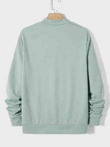 GENTILAND Men Letter Graphic Sweatshirt & Shorts - Mint Green - View 9