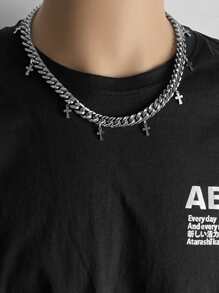 Men Cross Charm Necklace, For Jewelry Gift And Party - Silver - View 1