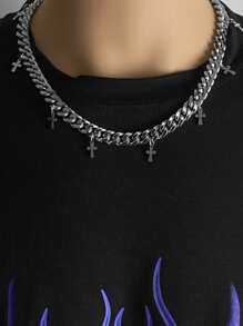 Men Cross Charm Necklace, For Jewelry Gift And Party - Silver - View 2