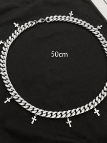 Men Cross Charm Necklace, For Jewelry Gift And Party - Silver - View 4