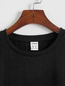 SHEIN Boys Letter & Figure Graphic Drop Shoulder Tee - Black - View 4