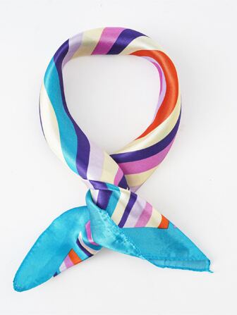 撞色條紋圖案方巾