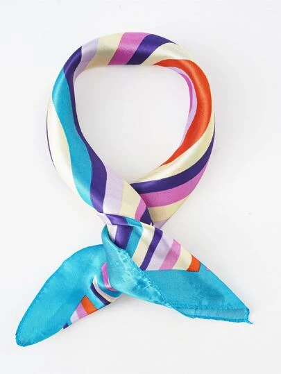 撞色條紋圖案方巾