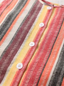 嬰兒條紋印花前紐扣上衣和前蝴蝶結短褲 - 彩色 - 查看 5