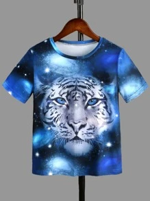 SHEIN Boys 3D Tiger Print Tee - Multicolor - View 1