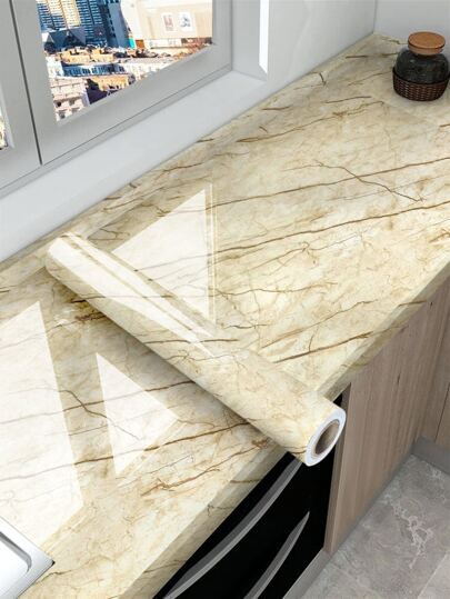 1 件 PVC 厨房贴纸，现代大理石图案防水防油墙面翻新厨房贴纸，贴纸，墙贴花，乙烯基贴花用于家庭装饰，春季装饰品让您的家焕然一新，拉玛装饰贴纸礼物生日毕业