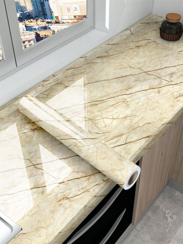 1 buc autocolant bucătărie din PVC, model modern de marmură, impermeabil, rezistent la ulei, autocolant de renovare a peretelui pentru bucătărie, autocolante, decal de perete, decal din vinil pentru decorațiuni interioare, articole de decor de primăvară, reîmprospătează-ți casa, autocolante decorative Rama, cadouri de ziua de naștere, absolvire