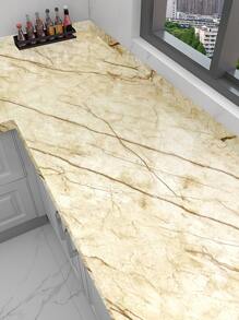 1pc PVC Kitchen Sticker, Modern Marble Pattern Waterproof Oil-Proof Wall Renovation Sticker For Kitchen, Stickers, Wall Decal, Vinyl Decal For Home Decorations, Spring Decoration Items Refresh Your Home, Rama Decoration Stickers Gifts Birthday Graduation