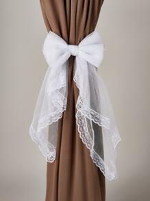 1 件/2 件蕾丝蝴蝶结窗帘系带，多色可选 - 白色 - 查看 4