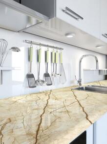 1pc PVC Kitchen Sticker, Modern Marble Pattern Waterproof Oil-Proof Wall Renovation Sticker For Kitchen, Stickers, Wall Decal, Vinyl Decal For Home Decorations, Spring Decoration Items Refresh Your Home, Rama Decoration Stickers Gifts Birthday Graduation