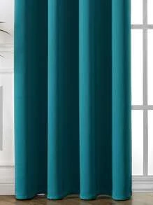 1 件纯色遮光窗帘布，涤纶，使房间变暗，隔热，适用于客厅、卧室，窗帘颜色：水鸭蓝