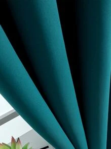 1 件纯色遮光窗帘布，涤纶，使房间变暗，隔热，适用于客厅、卧室，窗帘颜色：水鸭蓝