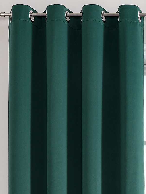 1pc Solid Color Polyester Blackout Curtain Panel, Room Darkening, Heat Insulating Full Blackout Curtain For Living Room, Bedroom, Decor, Moss Green