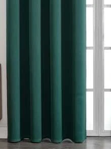 1pc Solid Color Polyester Blackout Curtain Panel, Room Darkening, Heat Insulating Full Blackout Curtain For Living Room, Bedroom, Decor, Moss Green - Dark Green - View 6