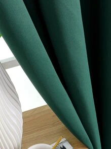 1pc Solid Color Polyester Blackout Curtain Panel, Room Darkening, Heat Insulating Full Blackout Curtain For Living Room, Bedroom, Decor, Moss Green - Dark Green - View 7