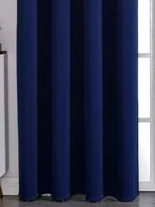 1pc Solid Color Polyester Blackout Curtain Panel, Room Darkening Thermal Insulated Curtains For Living Room, Bedroom, Blackish Blue - Navy Blue - View 5