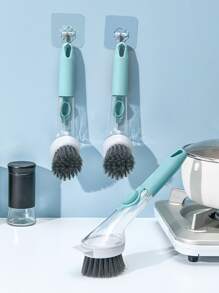 1 Bàn Chải Vệ Sinh Nồi Bằng Nhựa Di Động, Bàn Chải Làm Sạch Làm Đầy Chất Lỏng Tối Giản Cho Nhà Bếp - Màu xanh lam - Xem 2