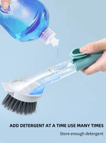 1 Bàn Chải Vệ Sinh Nồi Bằng Nhựa Di Động, Bàn Chải Làm Sạch Làm Đầy Chất Lỏng Tối Giản Cho Nhà Bếp - Màu xanh lam - Xem 4
