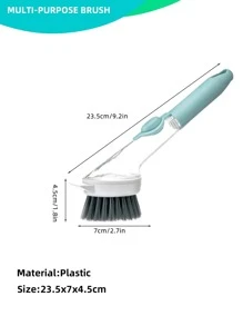1 Bàn Chải Vệ Sinh Nồi Bằng Nhựa Di Động, Bàn Chải Làm Sạch Làm Đầy Chất Lỏng Tối Giản Cho Nhà Bếp - Màu xanh lam - Xem 6