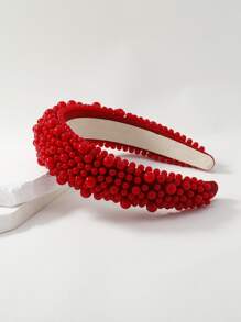 珠子裝飾髮箍 - 紅色 - 查看 2