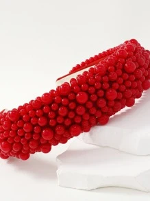 珠子裝飾髮箍 - 紅色 - 查看 3