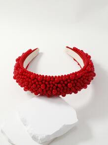 珠子裝飾髮箍 - 紅色 - 查看 4