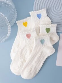 5pairs Heart Pattern Ankle Socks - Multicolor - View 2