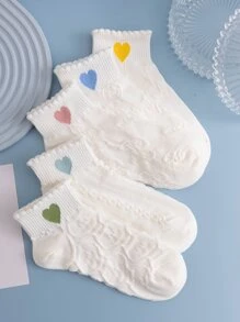 5pairs Heart Pattern Ankle Socks - Multicolor - View 4