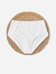 SHEIN Swim Curve 大碼素色高腰泳衣下裝 - 白色 - 查看 2