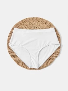 SHEIN Swim Curve 大碼素色高腰泳衣下裝 - 白色 - 查看 3