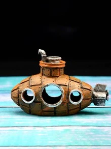 1pc Submarine Design Aquarium Ornament - Yellow - View 1