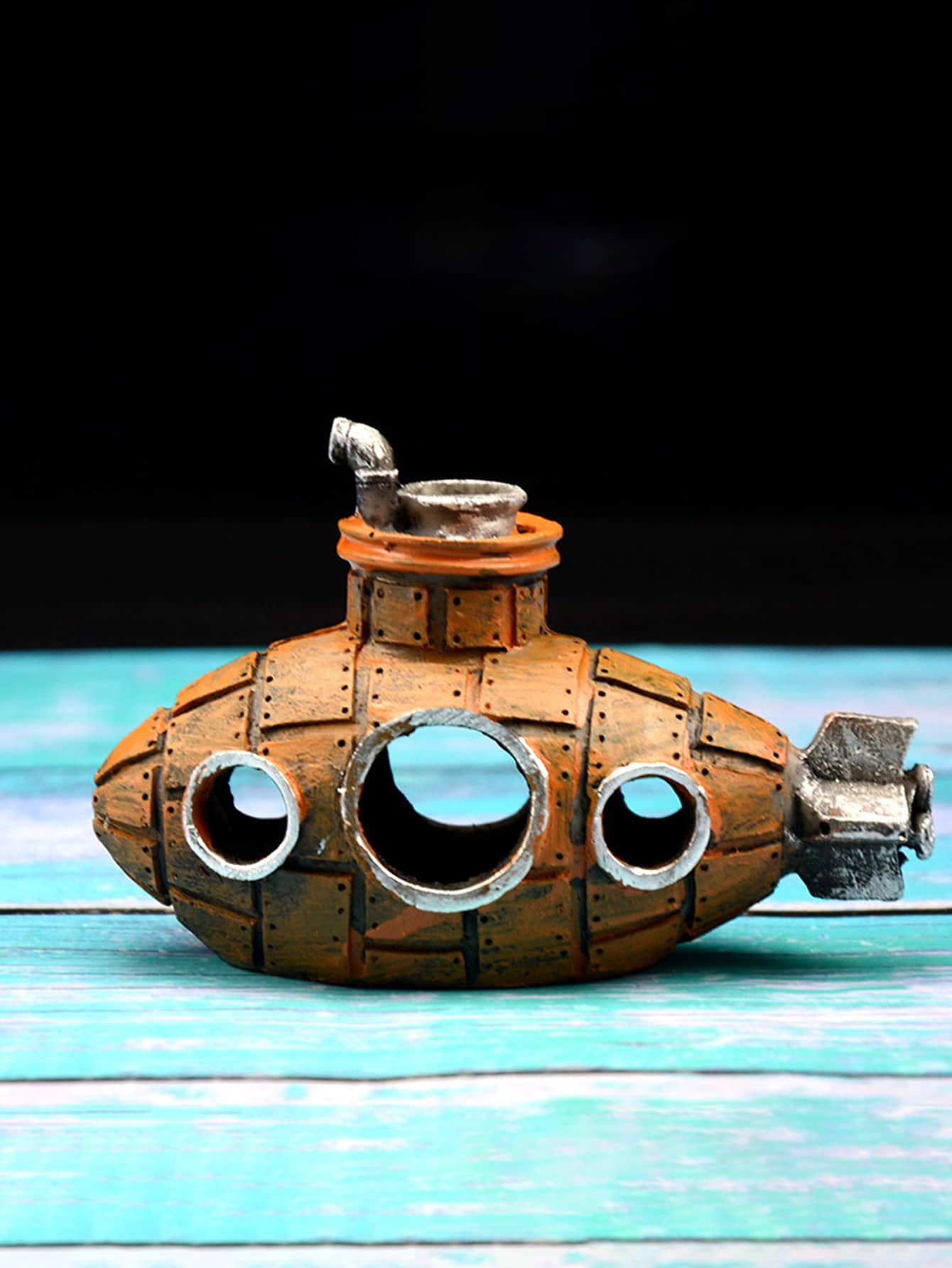 1pc Submarine Design Aquarium Ornament - Yellow - View 1