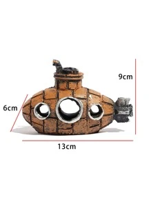 1pc Submarine Design Aquarium Ornament - Yellow - View 4