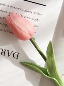 5pcs Artificial Tulip, Simple PU Artificial Flower For Home Decor Easter - Pink - View 2