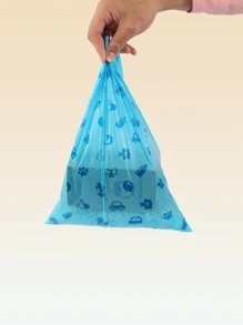 8 rollos Bolsa de heces de mascota hueso & con estampado de coche - Azul - Ver 2