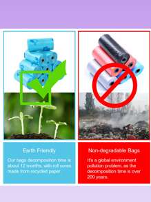 8 rollos Bolsa de heces de mascota hueso & con estampado de coche - Azul - Ver 5