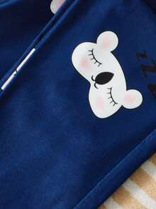 SHEIN Girls Cartoon & Slogan Graphic PJ Set - Multicolor - View 4